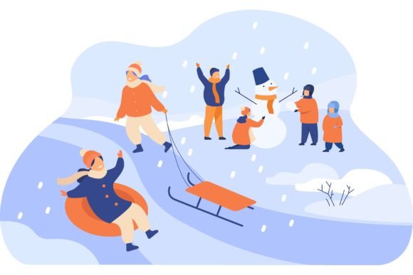 Download Happy Kids Enjoying Winter and Snow, Sli - Happy kids Collection