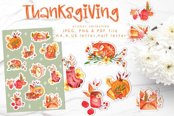 Download Autumn / Thanksgiving Sticker Sheet - Premium Resources
